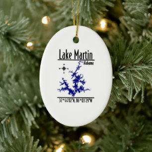 Lake Martin Alabama Blaue nautische Karte Keramik- Keramik Ornament