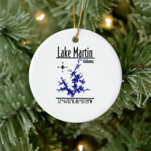 Lake Martin Alabama Blaue nautische Karte Keramik Ornament
