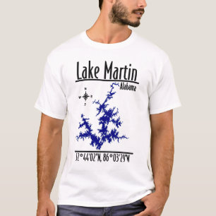 Lake Martin Alabama Blaue nautische Kartenkoordina T-Shirt