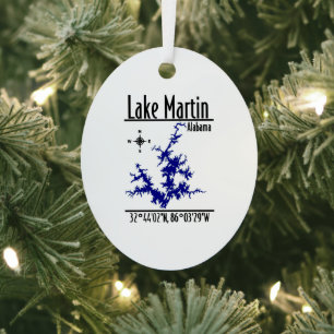 Lake Martin Alabama Blaue nautische Metall-Oval Ornament Aus Metall