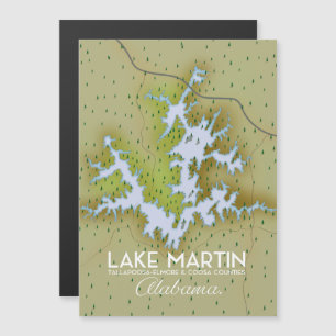 Lake Martin Alabama Reiseplakat Karte. Magnetkarte
