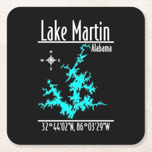 Lake Martin Alabama Seekarten-Koordinaten Rechteckiger Pappuntersetzer