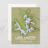Lake Martin Alabama Travel Plakatkarte. (Vorne/Hinten)