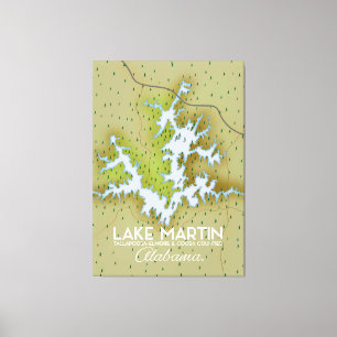 Lake Martin Alabama Travel Plakatkarte. Leinwanddruck