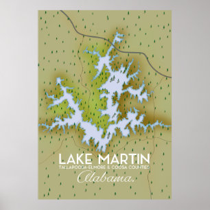 Lake Martin Alabama Travel Plakatkarte. Poster