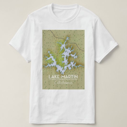 Lake Martin Alabama Travel Plakatkarte. T-Shirt (Design vorne)