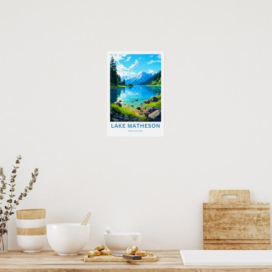 Lake Matheson New Zealand Travel Print Poster (Küche)
