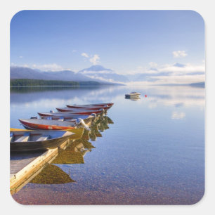 Lake McDonald, Glacier National Park, Montana, Quadratischer Aufkleber