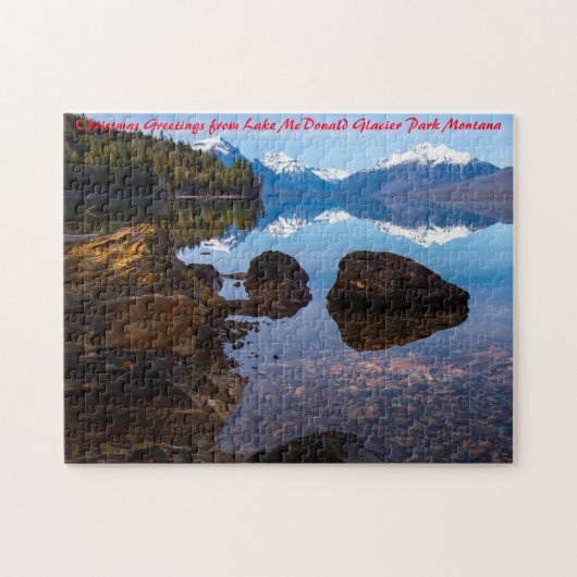 Lake McDonald Glacier Park. Weihnachtsgrüße Puzzle (Horizontal)
