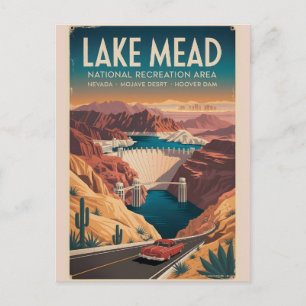 Lake Mead Vintage Nevada Wüsten-Reiseplakat Postkarte