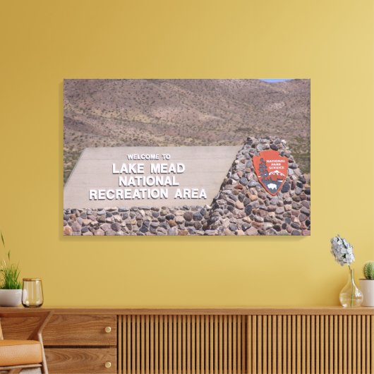 Lake Meade Erholungsgebiet signieren Canvas Print Leinwanddruck (Insitu (Wohnzimmer))