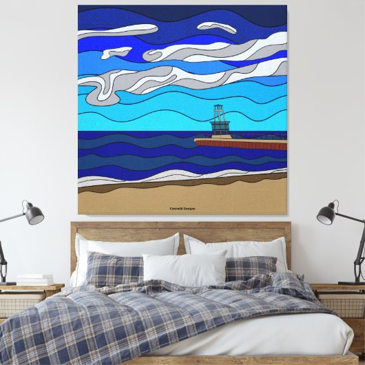 Lake Michigan - Canvas Print (40"x40") Leinwanddruck (Insitu (Schlafzimmer))