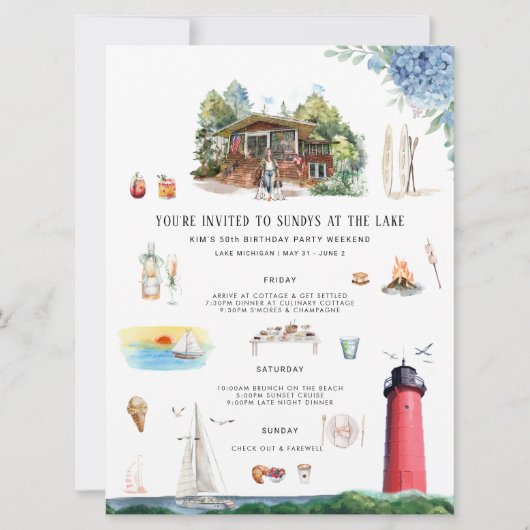 Lake Michigan | Geburtstagswoche Einladung (Vorderseite)