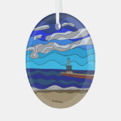 Lake Michigan - Glasverzierung (Kreis) Ornament Aus Glas (Vorderseite links)