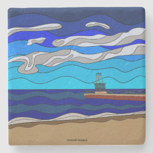 Lake Michigan - Kalkstein-Achterbahn Steinuntersetzer