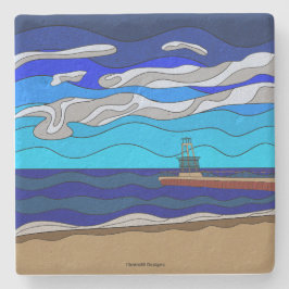 Lake Michigan - Kalkstein Untersetzer