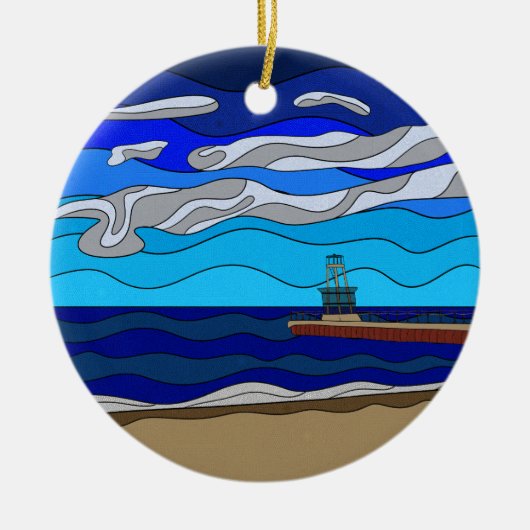 Lake Michigan - Keramik Ornament (Kreis) (Vorne)