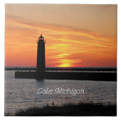 Lake Michigan Lighthouse Fliese (Vorderseite)