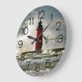 Lake Michigan Lighthouse Große Wanduhr (Winkel)