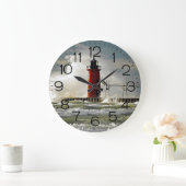 Lake Michigan Lighthouse Große Wanduhr (Zuhause)