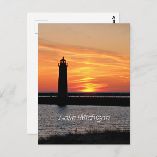 Lake Michigan Lighthouse Postkarte (Vorne/Hinten)