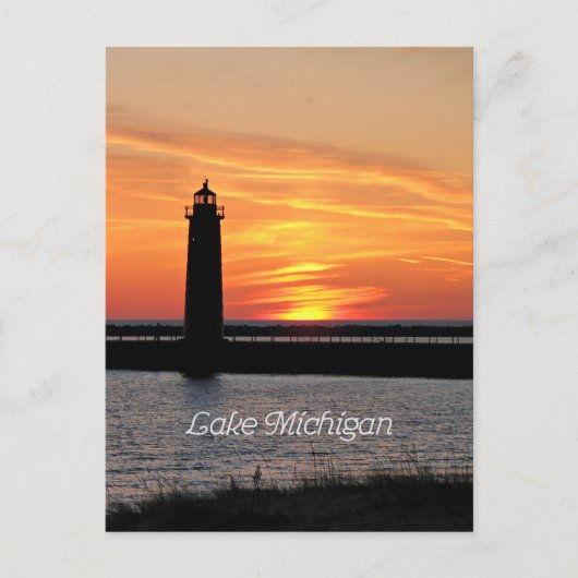 Lake Michigan Lighthouse Postkarte (Vorderseite)