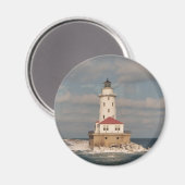 Lake Michigan Lighthouse Round Magnet (Vorderseite/Rückseite)