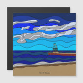 Lake Michigan - Magnet (5,25" Quadrat) (Vorne/Hinten)