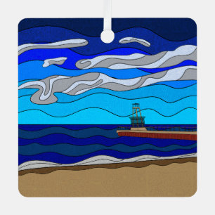 Lake Michigan - Metallornament (quadratisch) Ornament Aus Metall