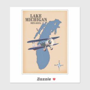 Lake Michigan North America Karte Aufkleber