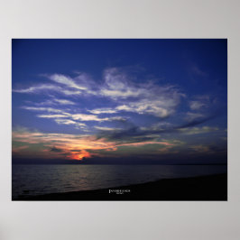 Lake Michigan Poster Blue und Orange Sunset