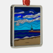 Lake Michigan - Premium Ornament (Platz) Aus Metall (Rechts)