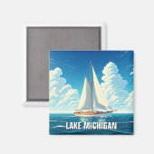 Lake Michigan Sailboat Magnet (Vorderseite/Rückseite)
