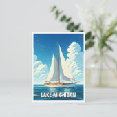 Lake Michigan Sailboat Postkarte (Stehend Vorderseite)
