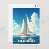 Lake Michigan Sailboat Postkarte (Vorne/Hinten)