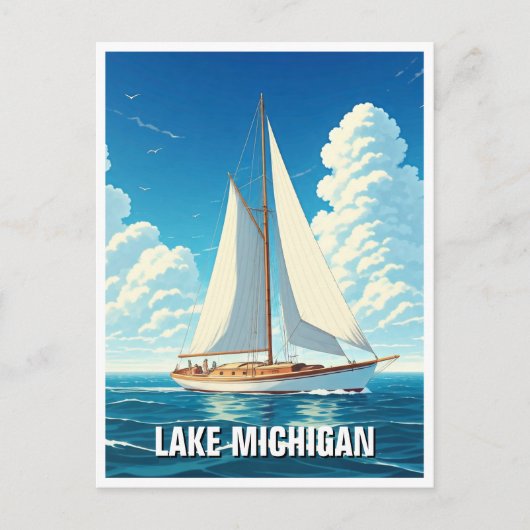 Lake Michigan Sailboat Postkarte (Vorderseite)