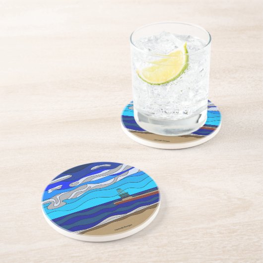 Lake Michigan - Sandstone Untersetzer (Seite)