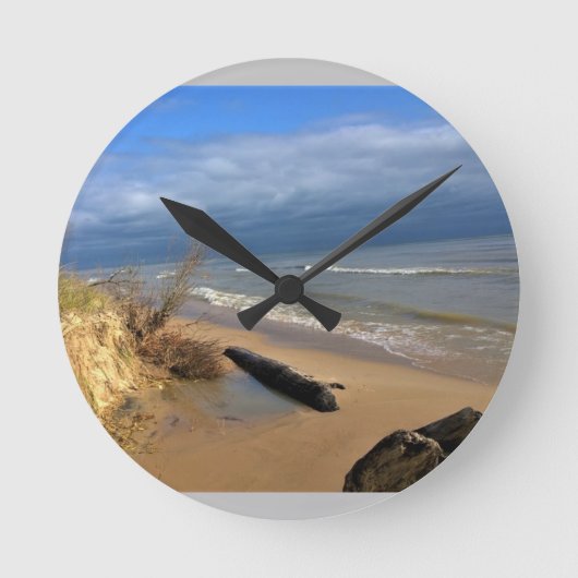 Lake Michigan, Sheboygan, Wisconsin Runde Wanduhr (Vorderseite)