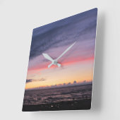 Lake Michigan Sunset Acrylic Wall Clock Quadratische Wanduhr (Winkel)