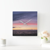 Lake Michigan Sunset Acrylic Wall Clock Quadratische Wanduhr (Zuhause)