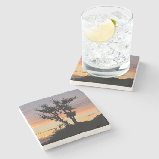 Lake Michigan Sunset Steinuntersetzer (Seitenansicht)