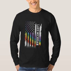 Lake Michigan United Staaten Distressed Rainbow w  T-Shirt
