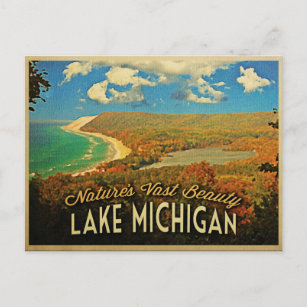 Lake Michigan Vintag Postkarte
