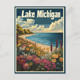Lake Michigan Vintage Postkarte