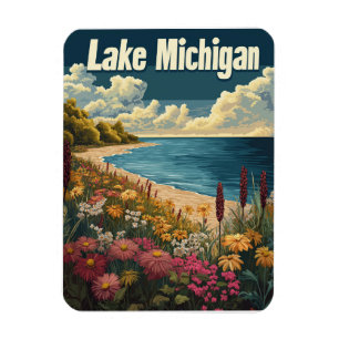 Lake Michigan Vintage Reise Magnet