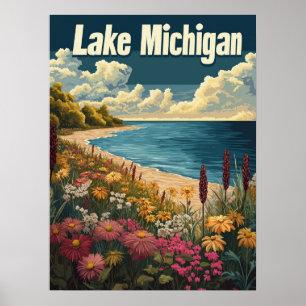 Lake Michigan Vintage Reise Poster