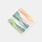 Lake Morning Sunrise | Watercolor Nature Serviette (Ecke)