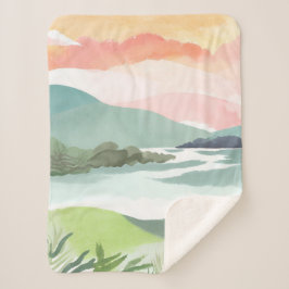 Lake Morning Sunrise | Watercolor Nature Sherpadecke