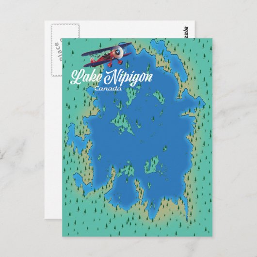 Lake Nipigon Canada map Postkarte (Vorne/Hinten)