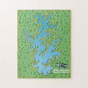 Lake Norman South Carolina Retro-Karte Puzzle